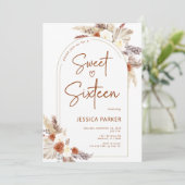 Pampas Grass Arch Terracotta Boho Zoet Zestien Kaart (Staand voorkant)