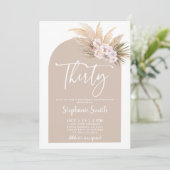Pampas Grass Arch Thirty Birthday Invitation Kaart (Staand voorkant)