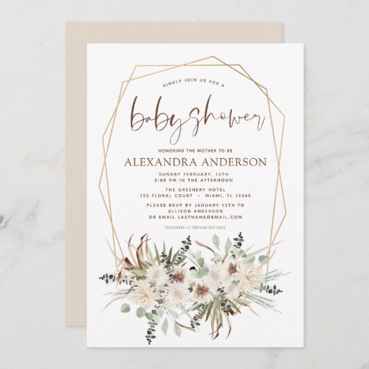 Pampas Grass Baby shower Boho Eucalyptus Kaart (Voorkant / Achterkant)