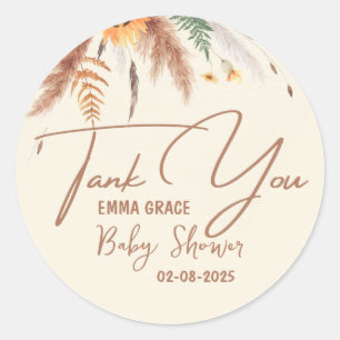 Pampas Grass Baby shower Boho Spring Autum Herfst Ronde Sticker
