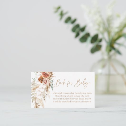 Pampas Grass Baby shower Book Request for Baby Informatiekaartje (Staand voorkant)