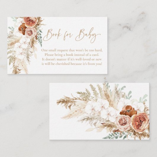Pampas Grass Baby shower Book Request for Baby Informatiekaartje (Voorkant / Achterkant)