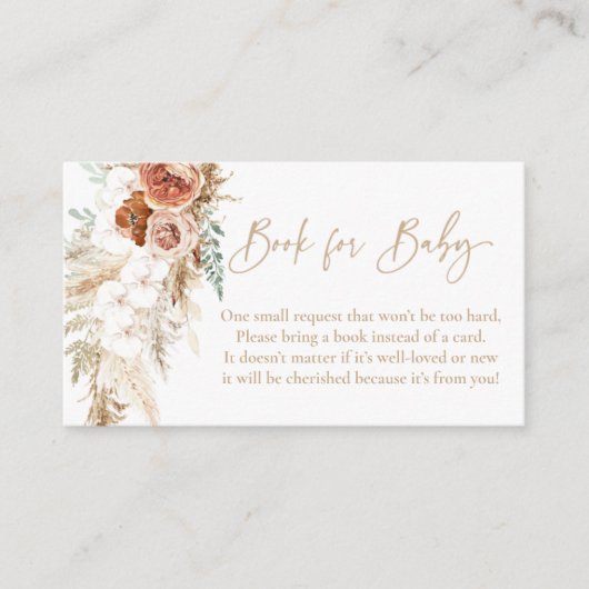 Pampas Grass Baby shower Book Request for Baby Informatiekaartje (Voorkant)