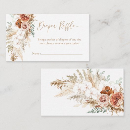 Pampas Grass Baby shower Diaper Raffle Card Insert Informatiekaartje (Voorkant / Achterkant)