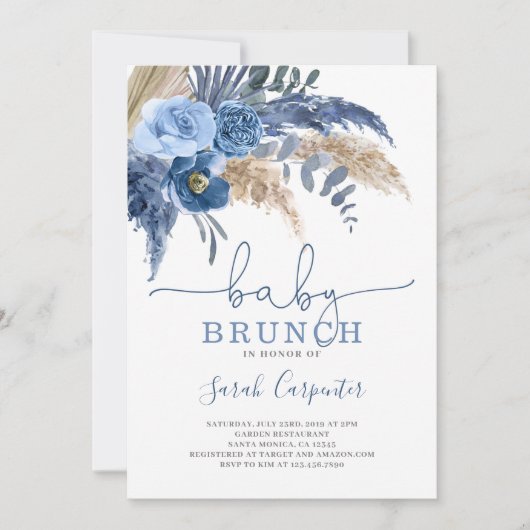 Pampas Grass Baby shower Jongensuitnodiging Kaart (Voorkant)