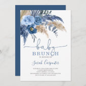 Pampas Grass Baby shower Jongensuitnodiging Kaart (Voorkant / Achterkant)