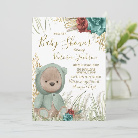 Pampas Grass Baby shower Kaart (Staand voorkant)