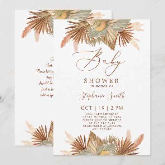 Pampas Grass Baby shower Kaart (Voorkant / Achterkant)