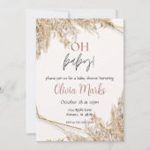 Pampas Grass Baby shower | Neutral Boho Rustic Kaart (Voorkant)