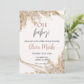 Pampas Grass Baby shower | Neutral Boho Rustic Kaart (Staand voorkant)