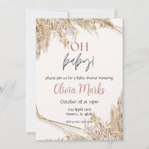 Pampas Grass Baby shower   Neutral Boho Rustic Kaart