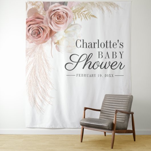 Pampas Grass Baby shower Terracotta Backdrop Wandkleed (In situ)