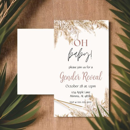 Pampas Grass Baby shower Uitnodiging | Neutral Boh