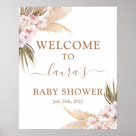 Pampas Grass Baby shower Welkomstteken Poster (Voorkant)