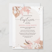 Pampas Grass Baptism Invitation Desert Boho Arch Kaart (Voorkant)