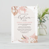 Pampas Grass Baptism Invitation Desert Boho Arch Kaart (Staand voorkant)