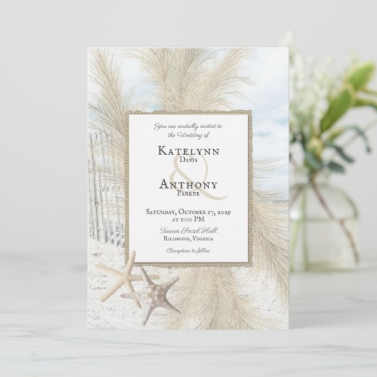 Pampas Grass  Beach Weddenschap Kaart (Staand voorkant)