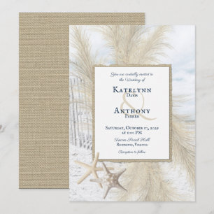 Pampas Grass  Beach Wedding Kaart