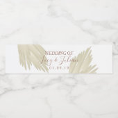 Pampas Grass Beige Bohemian Wedding Waterfles Etiket (Enkel label)