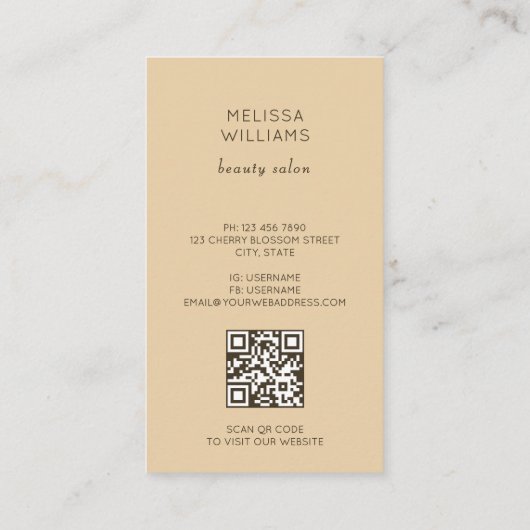 Pampas Grass Beige Sepia Photo | QR Code Visitekaartje (Achterkant)