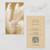 Pampas Grass Beige Sepia Photo | QR Code Visitekaartje (Voorkant / Achterkant)