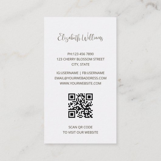 Pampas Grass Beige Sepia | QR-code Visitekaartje (Achterkant)