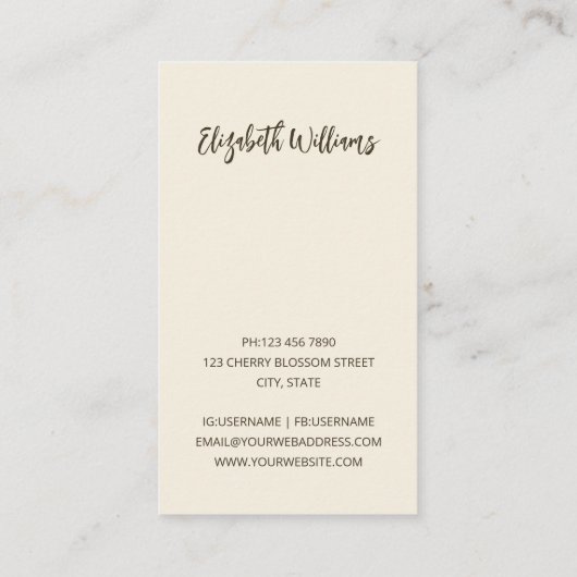 Pampas Grass Beige Sepia | QR-code Visitekaartje (Achterkant)