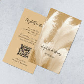 Pampas Grass Beige Sepia | QR-code Visitekaartje