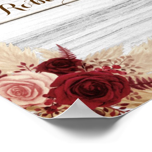 Pampas Grass Beste Dag Weddatum Ja Teken Poster (Hoek)