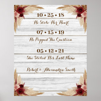 Pampas Grass Beste Dag Weddatum Ja Teken Poster