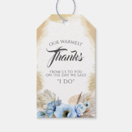 Pampas Grass Blauw Bloemen Bruiloft Dank u Cadeaulabel