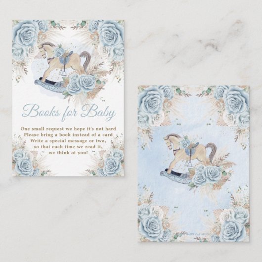 Pampas Grass Blauw Bloemen Rocking Paard Breng boe Informatiekaartje (Voorkant / Achterkant)