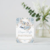 Pampas Grass Blauw Bloemen Rocking Paard Luier Informatiekaartje (Staand voorkant)