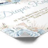 Pampas Grass Blauw Bloemen Rocking Paard Luier Poster (Hoek)