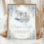 Pampas Grass Blauw Bloemen Rocking Paard Luier Poster