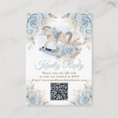 Pampas Grass Blauw Bloemen Rocking Paard RSVP QR Informatiekaartje (Voorkant)