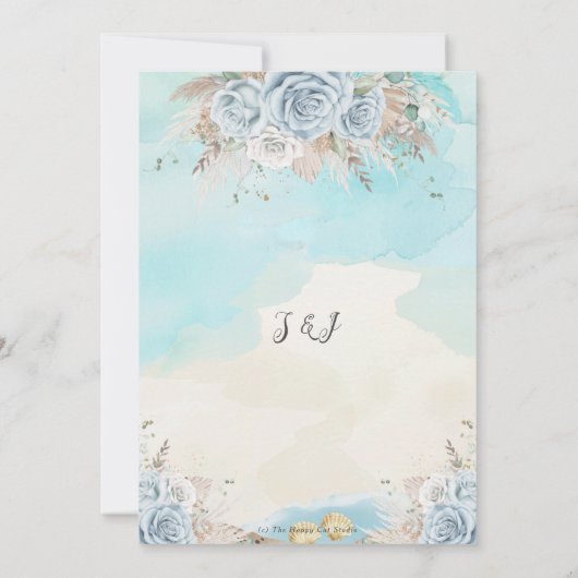 Pampas Grass Blauw Bloemen Strand Bestemming Bruil Kaart (Achterkant)