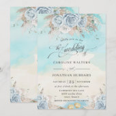 Pampas Grass Blauw Bloemen Strand Bestemming Bruil Kaart (Voorkant / Achterkant)