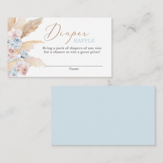 Pampas Grass blauw Luier Raffle Enclosure Kaart (Voorkant / Achterkant)