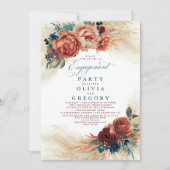 Pampas Grass Blauwgroen Blue Terracotta Engagement Kaart (Voorkant)