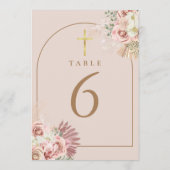 Pampas Grass Bloemen Goud Kruis Tabel Nummers Kaart (Achterkant)