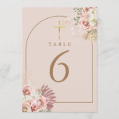 Pampas Grass Bloemen Goud Kruis Tabel Nummers Kaart (Voorkant)