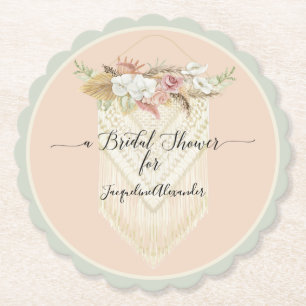 Pampas Grass Bloemen Groen Macrame Vrijgezellenfee Kartonnen Onderzetters