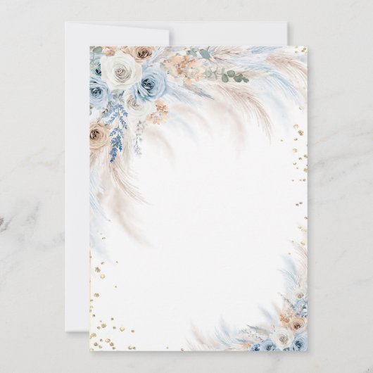 Pampas Grass Bloemen Jurk Diamanten Quinceañera Kaart (Achterkant)