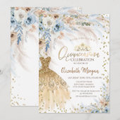 Pampas Grass Bloemen Jurk Diamanten Quinceañera Kaart (Voorkant / Achterkant)