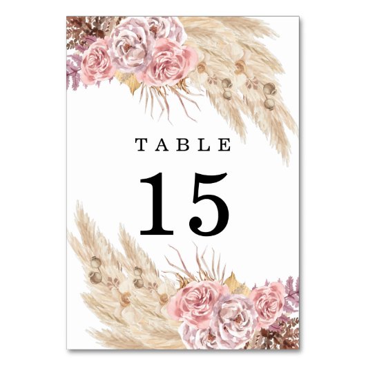 Pampas Grass Bloemen Paarse Bruiloft Kaart (Voorkant)