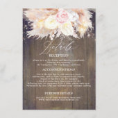 Pampas Grass Bloemen Rustiek Hout Bruiloft Details Informatiekaartje (Voorkant)