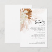 Pampas Grass Bloemen Trouwdetails Informatiekaartje (Voorkant / Achterkant)