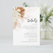 Pampas Grass Bloemen Trouwdetails Informatiekaartje (Staand voorkant)