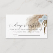 Pampas Grass Blue Baby shower Luier Raffle Ticket Informatiekaartje (Voorkant)